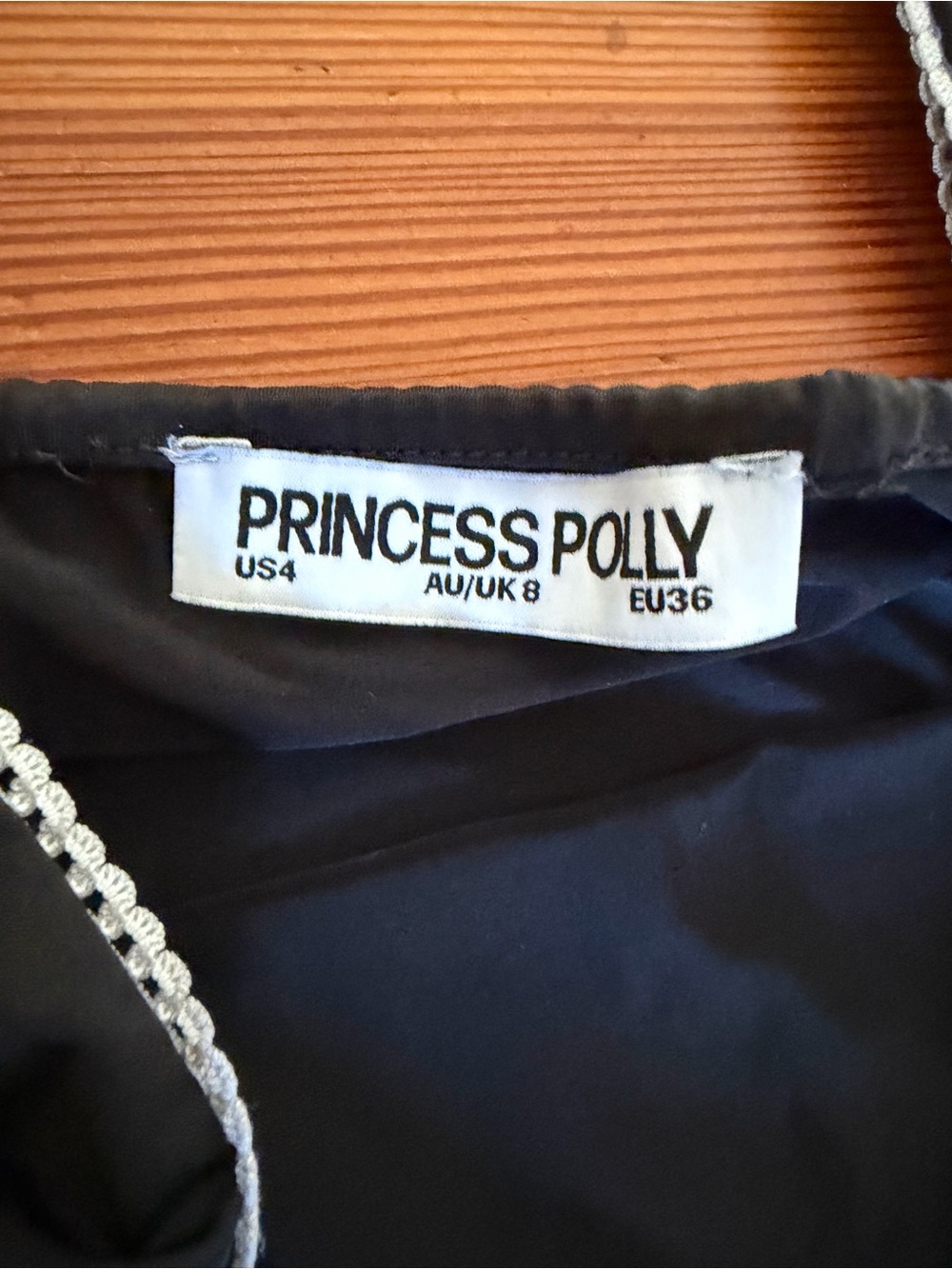 Princess Polly Black Bodysuit with Cream Lace Trim and Bow - Picture 3 of 3